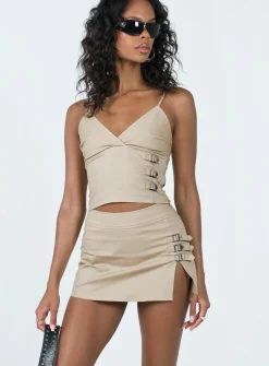 Princess Polly Back 2K Mini Skirt  Taupe Best Sale