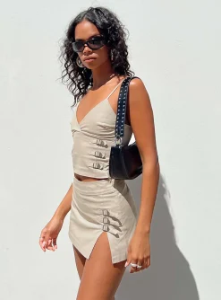Princess Polly Back 2K Mini Skirt Taupe Best Sale