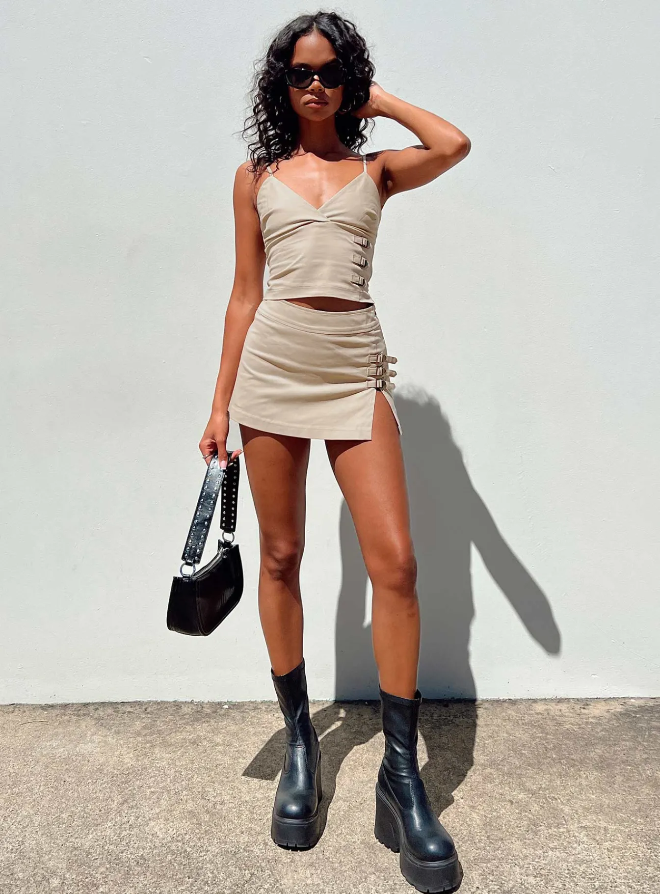 Princess Polly Back 2K Mini Skirt Taupe Best Sale