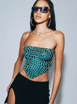 Princess Polly Bad Gal Mesh Bustier Teal   Green Clearance