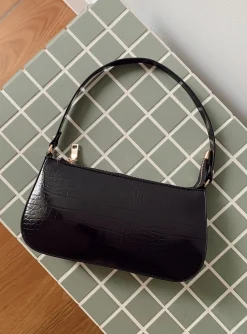 Princess Polly Baguette Bag Black Black Croc Sale