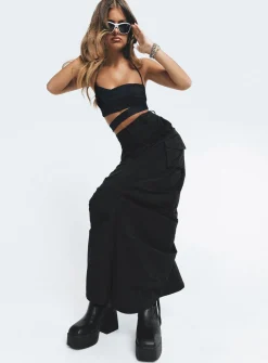 Princess Polly Baird Cargo Maxi Skirt  Black Fashion