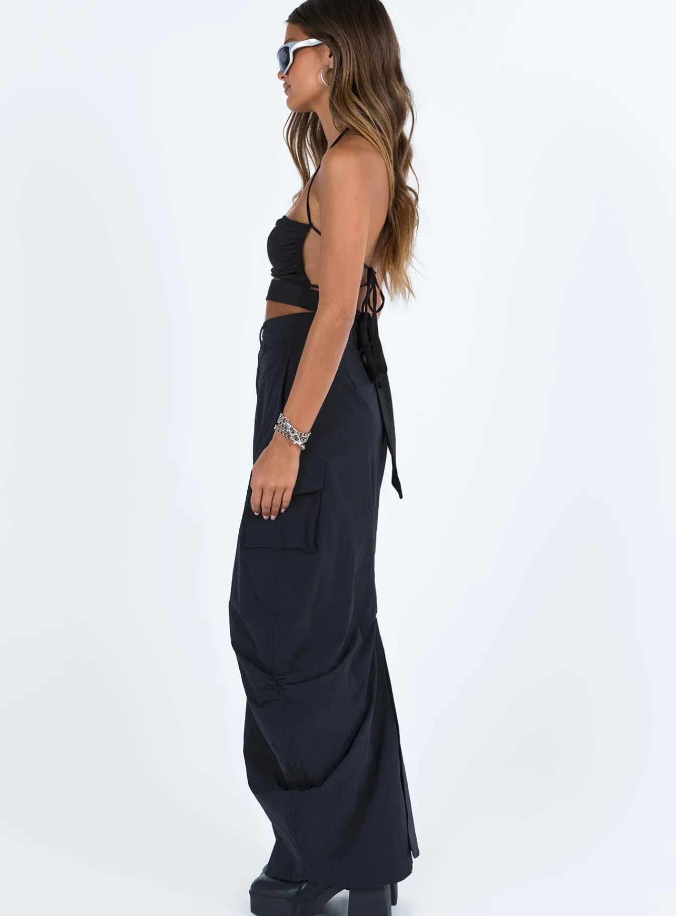 Princess Polly Baird Cargo Maxi Skirt Black Fashion