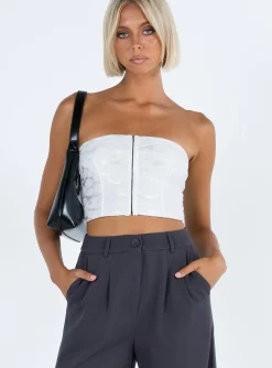 Princess Polly Balcer Top  White Flash Sale