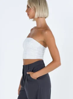 Princess Polly Balcer Top  White Flash Sale