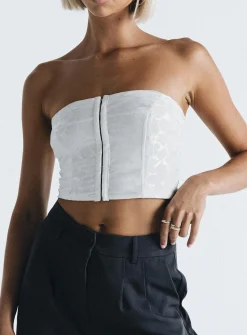 Princess Polly Balcer Top  White Flash Sale