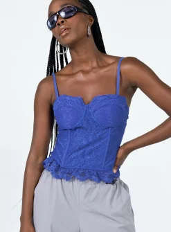 Princess Polly Balfour Corset Top  Blue Discount