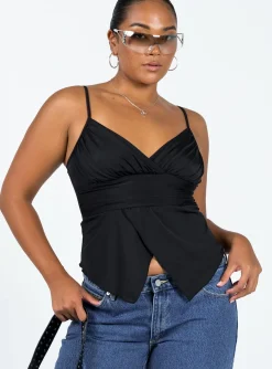 Princess Polly Ballidu Eco Nylon Top  Black Flash Sale