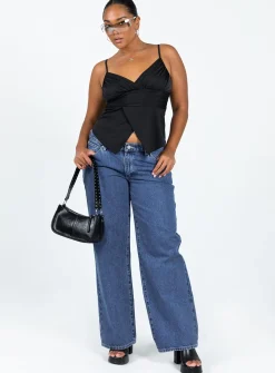 Princess Polly Ballidu Eco Nylon Top  Black Flash Sale