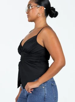 Princess Polly Ballidu Eco Nylon Top  Black Flash Sale