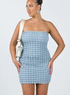 Princess Polly Balmoral Mini Dress  Blue New