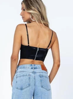 Princess Polly Banksia Top Black Hot