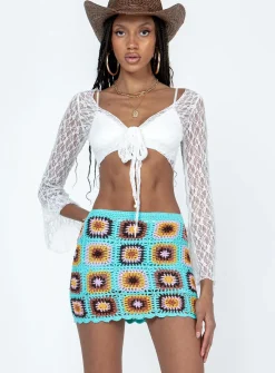 Princess Polly Barbados Crotchet Mini Skirt  Blue Fashion