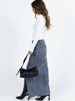 Princess Polly Barbara Split Midi Skirt  Faded Denim Fashion