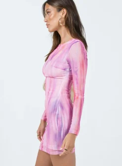 Princess Polly Barclay Long Sleeve Mini Dress  Pink Best