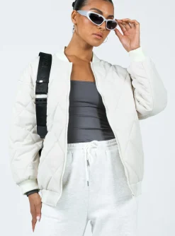Princess Polly Barina Quilted Puffer Jacket  Cream Store