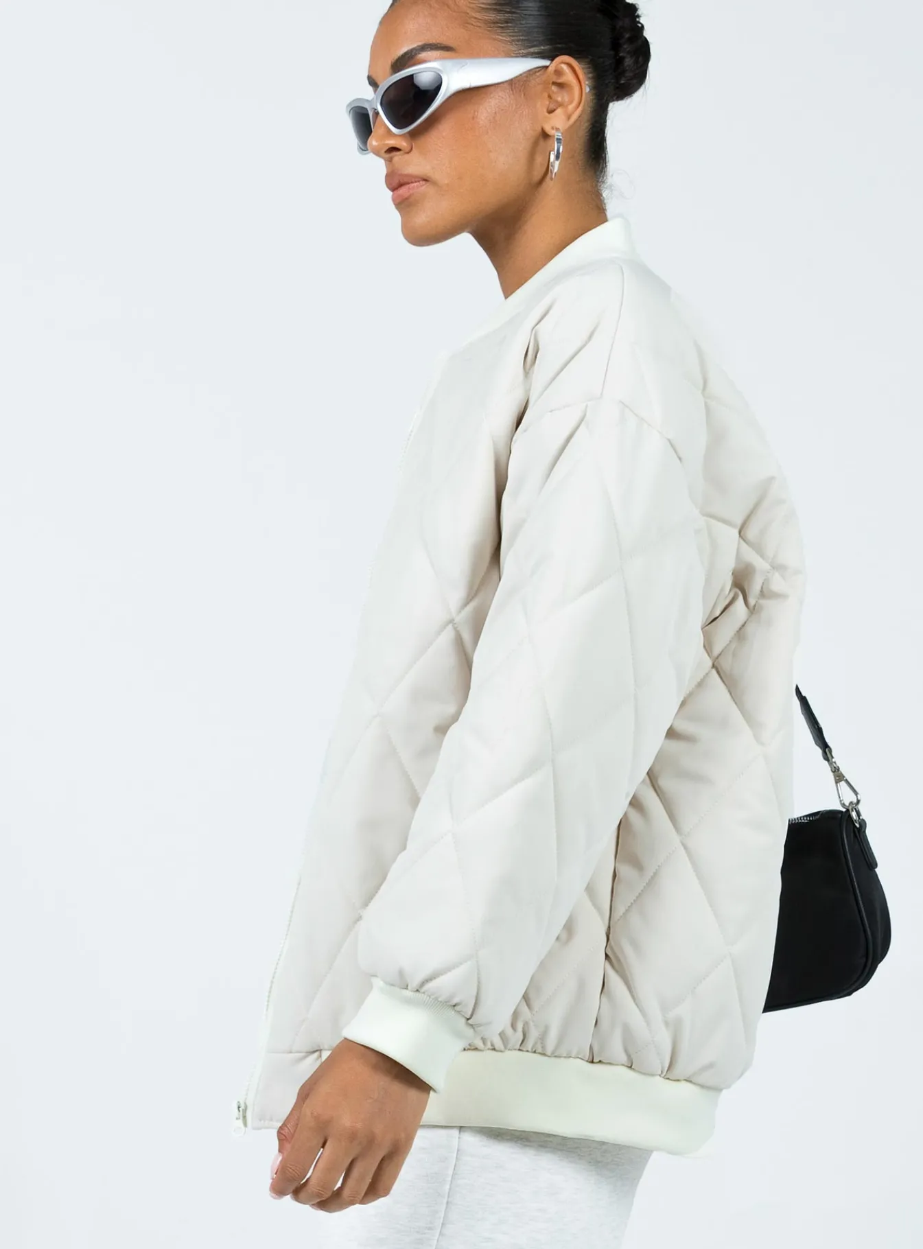 Princess Polly Barina Quilted Puffer Jacket Cream Store