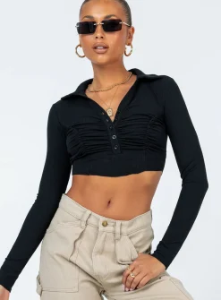Princess Polly Barlee Long Sleeve Top  Black Sale