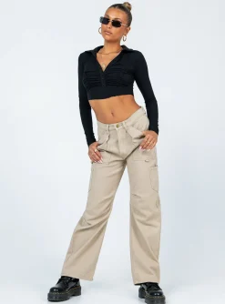 Princess Polly Barlee Long Sleeve Top  Black Sale