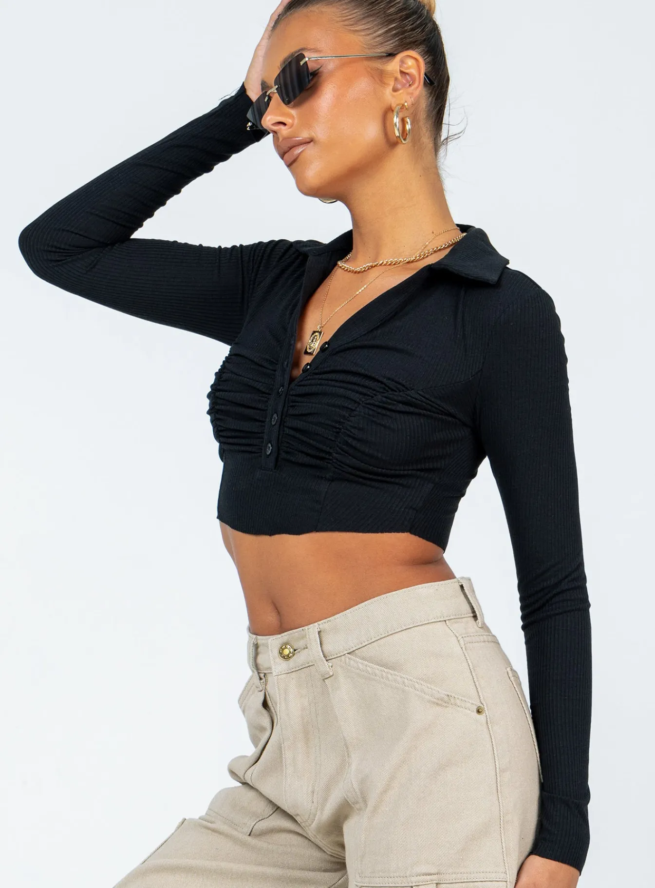 Princess Polly Barlee Long Sleeve Top Black Sale