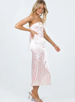 Princess Polly Barnsley Strapless Midi Dress/ Floral   Pink Cheap