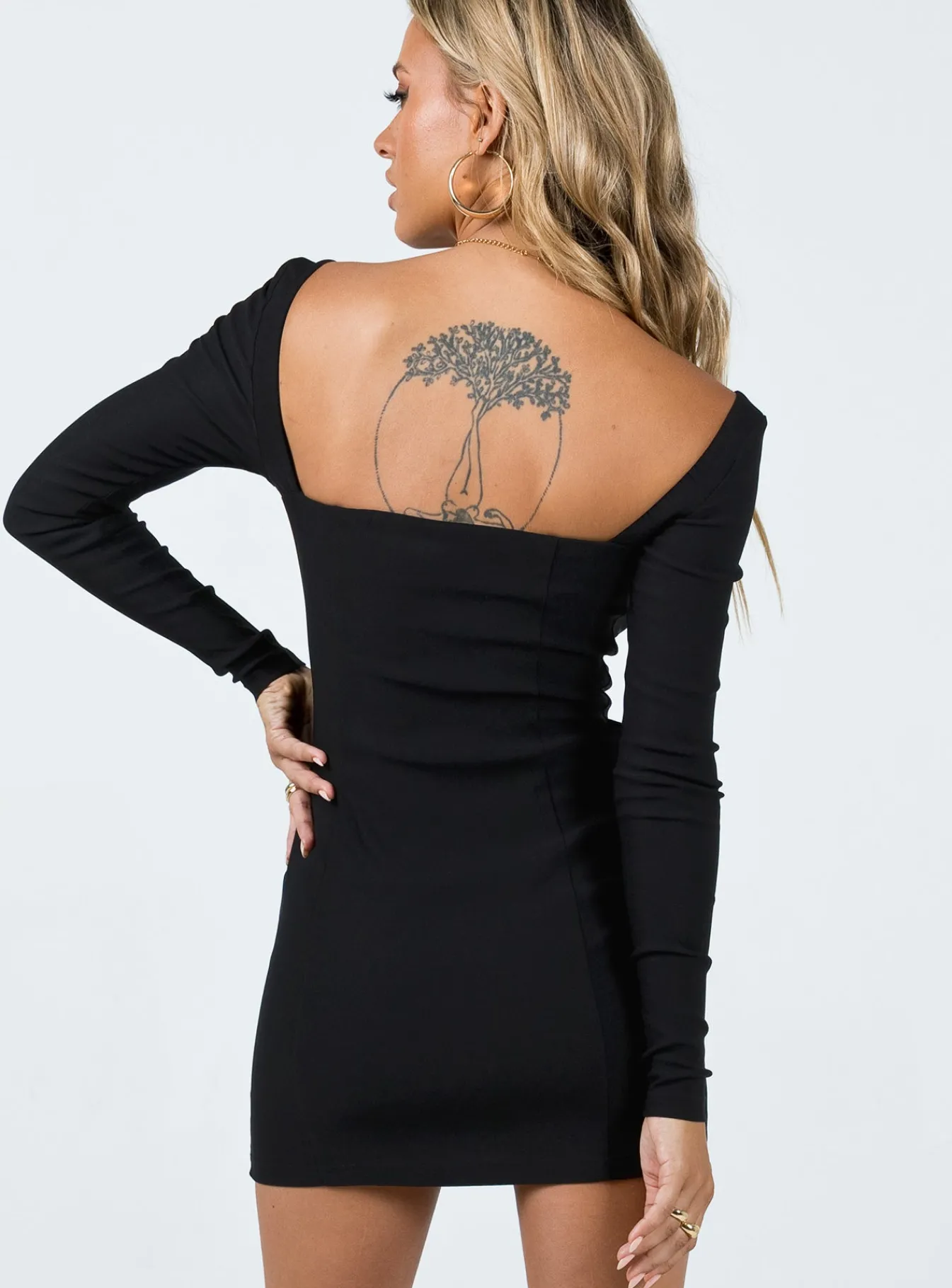 Princess Polly Bartlett Long Sleeve Mini Dress Black Discount