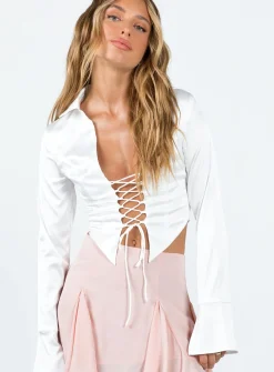 Princess Polly Baskin Top  White Hot