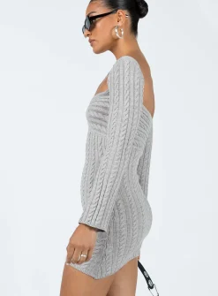 Princess Polly Bayard Off The Shoulder Knit Mini Dress Grey Online