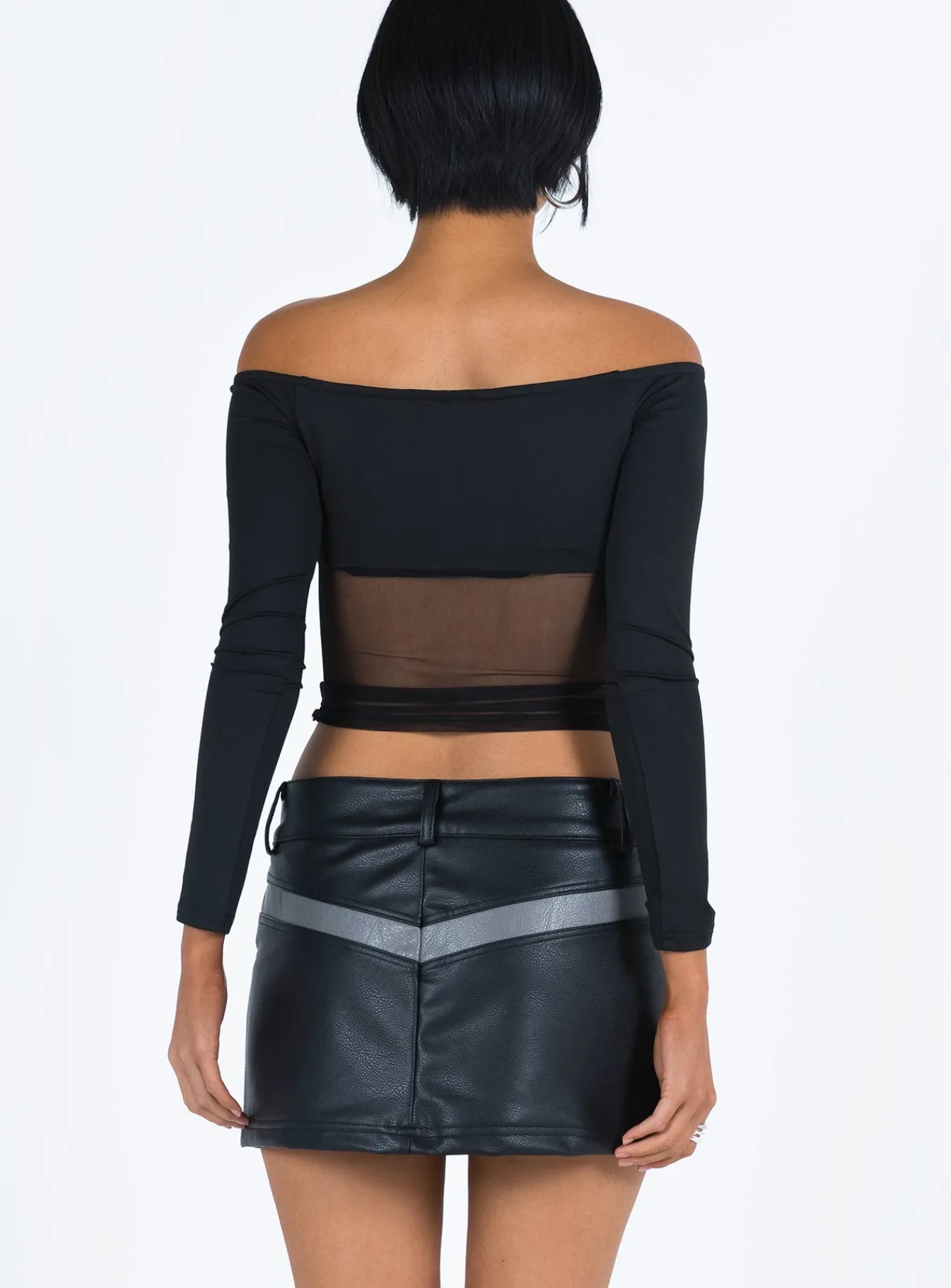 Princess Polly Bazley Faux Leather Mini Skirt Black New