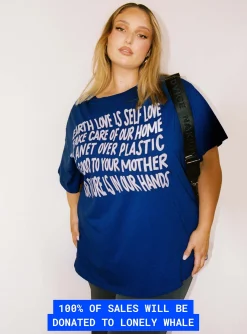 Princess Polly Be Kind Charity Oversized Teecurve   Blue Discount