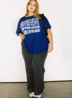 Princess Polly Be Kind Charity Oversized Teecurve   Blue Discount