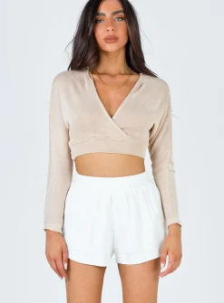 Princess Polly Beach House Shorts  Off White Cheap