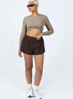 Princess Polly Beach House Shorts  Cord Brown Flash Sale