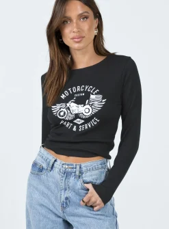 Princess Polly Beatrix Long Sleeve Tee  Black Best Sale