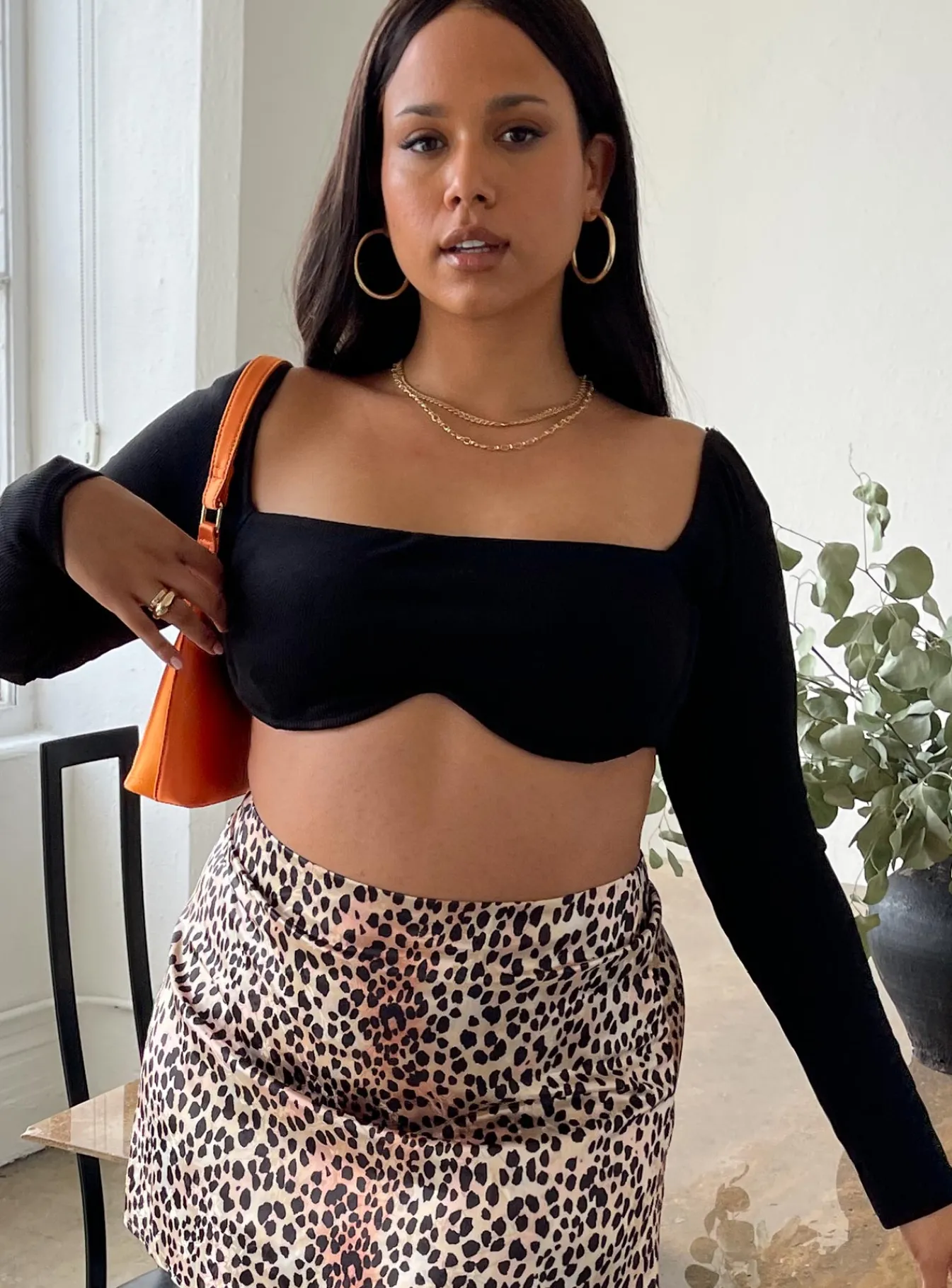 Princess Polly Becca Long Sleeve Crop Top Curve Black Outlet