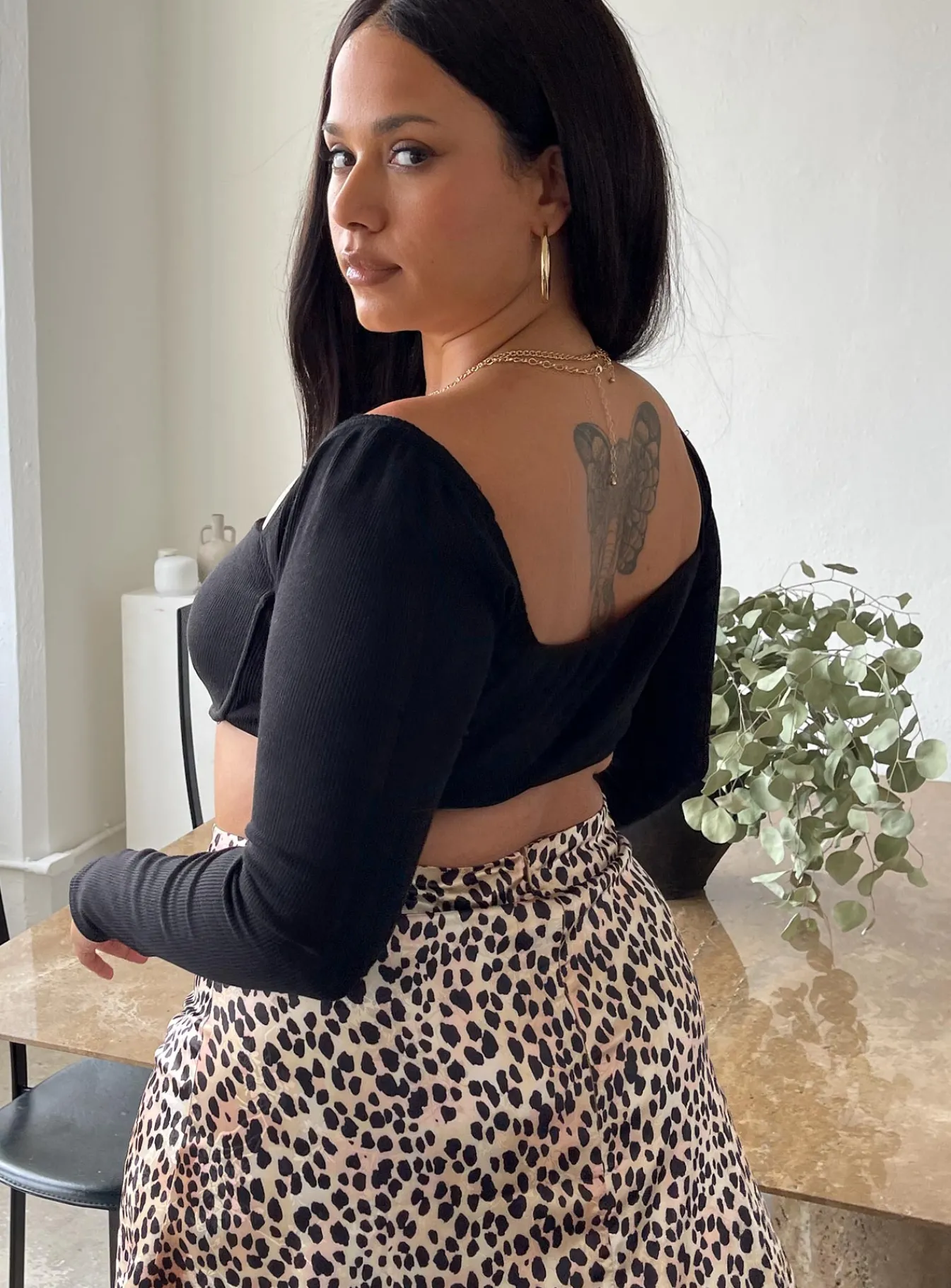 Princess Polly Becca Long Sleeve Crop Top Curve Black Outlet