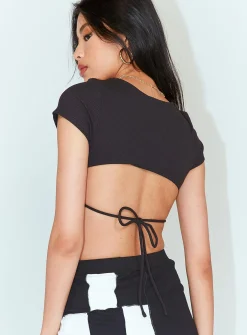 Princess Polly Becca Short Sleeve Crop Top Black Best Sale