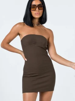 Princess Polly Becca Strapless Mini Dress  Brown Discount