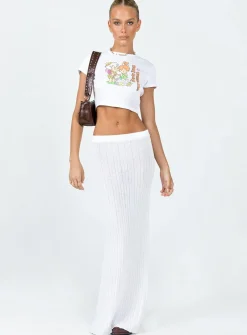 Princess Polly Belle Knit Maxi Skirt  White Best Sale