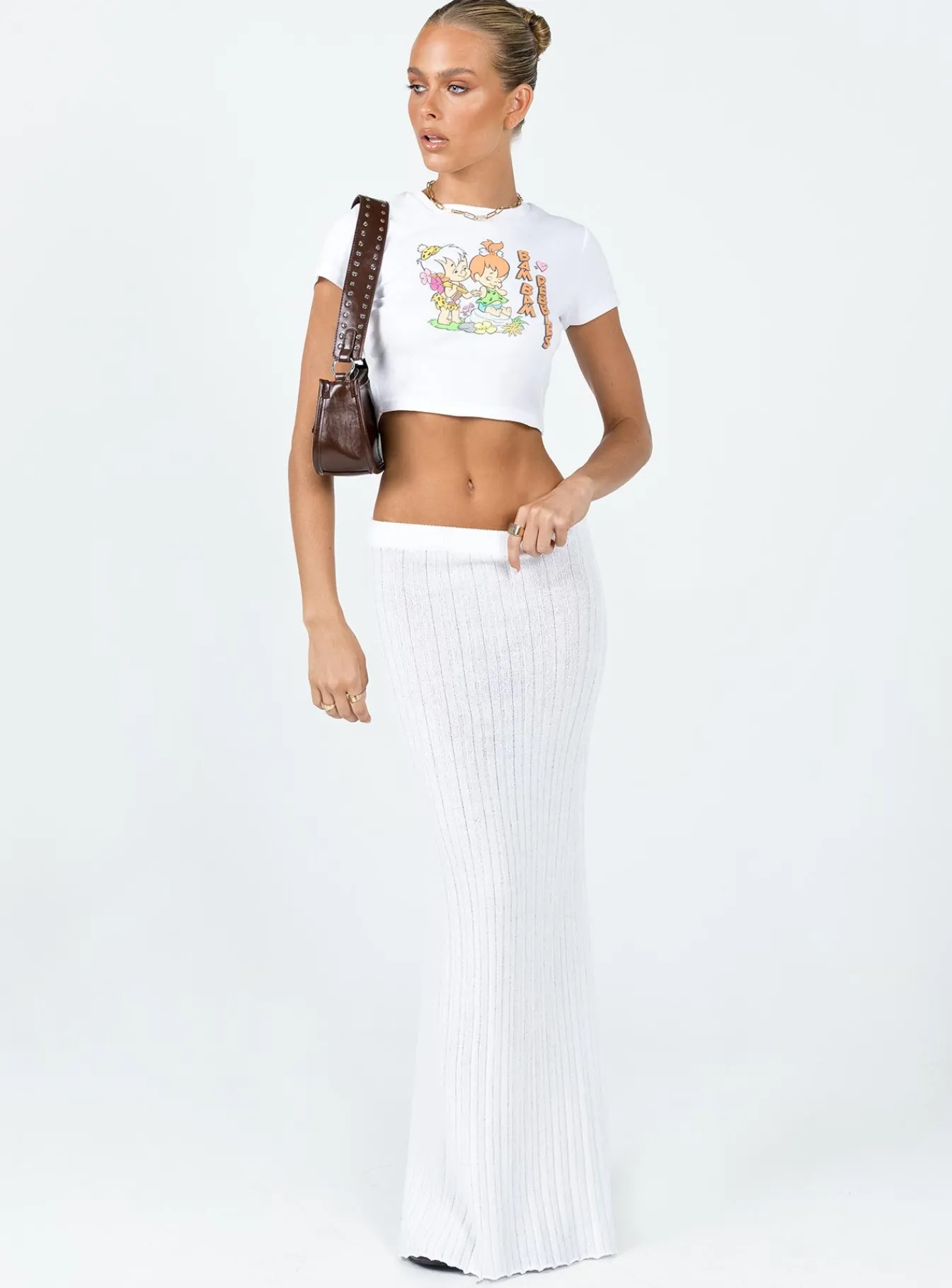 Princess Polly Belle Knit Maxi Skirt White Best Sale