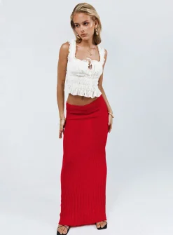 Princess Polly Belle Knit Maxi Skirt  Red Outlet