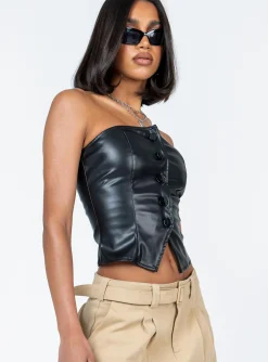 Princess Polly Belmore Strapless Top Black New