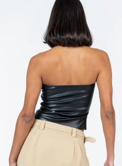 Princess Polly Belmore Strapless Top Black New