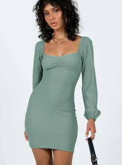 Princess Polly Benaud Mini Dress  Green Flash Sale