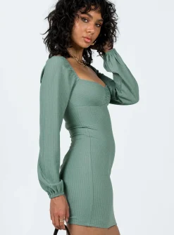 Princess Polly Benaud Mini Dress  Green Flash Sale