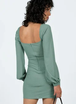 Princess Polly Benaud Mini Dress  Green Flash Sale