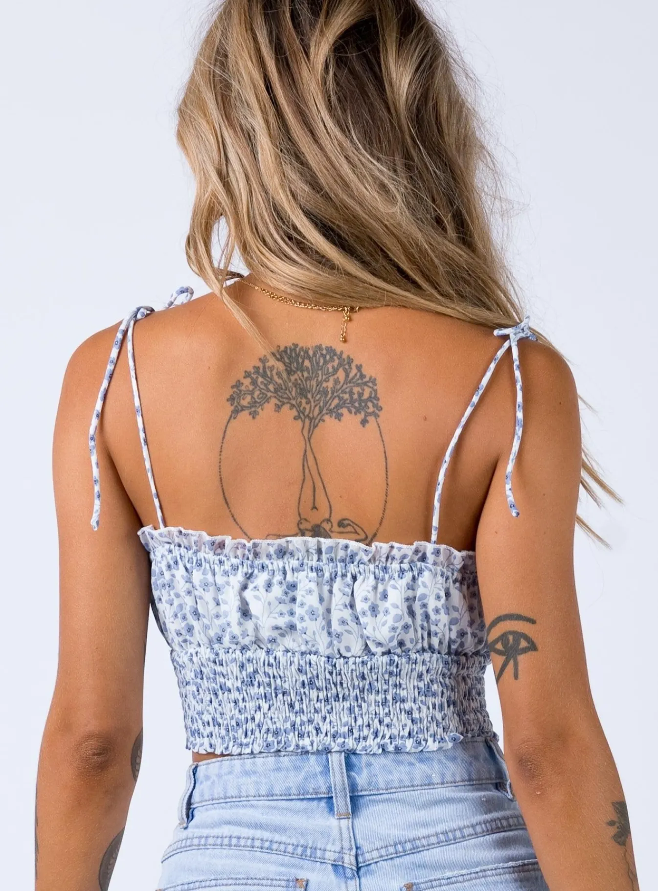 Princess Polly Benita Top White/Blue Best Sale