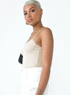 Princess Polly Benjamin Bodysuit  Beige Clearance