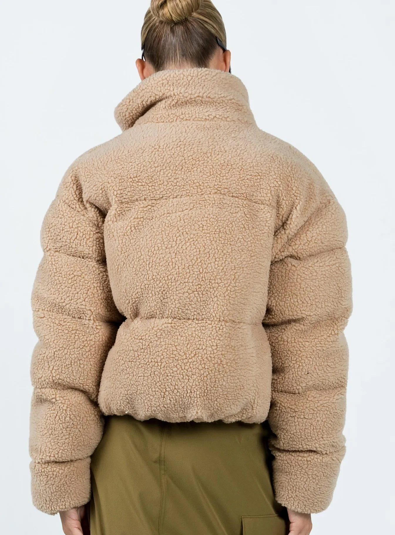 Princess Polly Bennie Teddy Puffer Jacket Beige Cheap