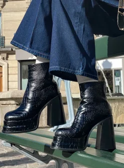 Princess Polly Benon Platform Ankle Boots Black Flash Sale